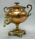 English Regency Brass and Copper Hot Water Kettle