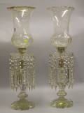 Pair of Colorless Glass Candle Lustres with Prisms