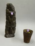 Two African Carved Wooden Figure and Cup