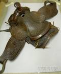 Vintage Tooled Leather Western Saddle