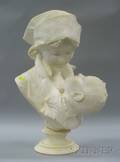 Carved Alabaster Bust of Mother and Child