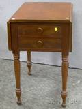 Late Federal Maple and Mahogany Veneer Dropleaf TwoDrawer Work Table