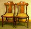 Pair of Classical Tiger and Birdseye Maple Side Chairs with Caned Seats