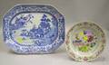Chinese Export Porcelain Blue and White Platter and a Dish