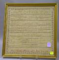 Framed 1845 Mary Caroline Newhall Needlework Sampler