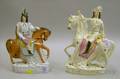 Two Staffordshire Pottery Figures of Gentlemen on Horseback