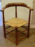 Turned Maple Roundabout Chair with Woven Rush Seat