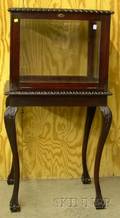 Chippendalestyle Carved Mahogany Display Cabinet with Beveled Glass on Stand