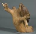 John T Sharp b 1944 Carved Wood Red Tail Hawk Sculpture
