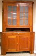 Country Glazed Cherry FourDoor Twopart Corner Cupboard