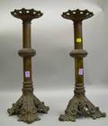 Pair of Renaissance Revival Brass Candlesticks