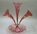 Late Victorian Cranberry Glass ThreeArm Epergne