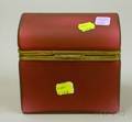Giltmetal Mounted Ruby Cased Satin Glass Dome Lidded Box