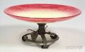 Schneider Art Glass Compote on Wrought Metal Stand