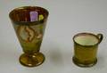 English Copper Lustreware Goblet and Childs Cup