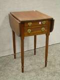 Late Federal Cherry Dropleaf TwoDrawer Work Table