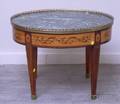 Regencystyle Oval Brassmounted Marbletop Marquetry and Rosewood Veneer Low Table