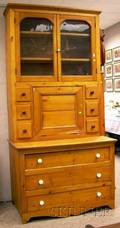 Country Pine Stepback Twopart Kitchen Cabinet