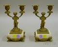 Pair of French Gilt Bronze Figural Candelabra with Marble Bases