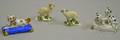 German Miniature Porcelain Cat Figural Group Pug Figure and a Pair of Sheep Figures
