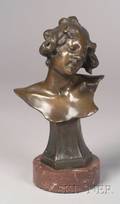 European Bronze Bust of a Maiden