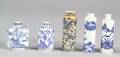 Five Blue and White Snuff Bottles