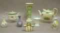 Six Assorted Wedgwood Vases a Teapot and a Spode Teapot