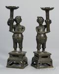 Two Bronze Candleholders