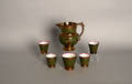 Six pieces of green ground copper luster