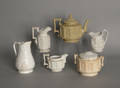 Six pieces of salt glaze stoneware