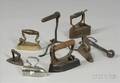Eight Smoothing Irons and Tongs