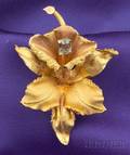 18kt Gold and Aquamarine Orchid Brooch