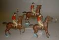 Three Large Scale Painted Base Metal Polo Players