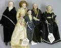 Five Bisque Head Dollhouse Dolls