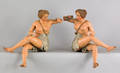 Exceptional pair of carved and painted female nudes ca 1875