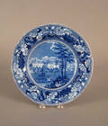 Historical blue Staffordshire soup bowl 19th c