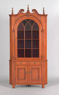 Pennsylvania cherry two part corner cupboard ca 1825