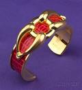 Red Lizard Skin Cuff Bracelet Hermes