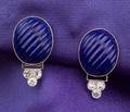 Art Deco Platinum Lapis and Diamond Earclips Wedderien