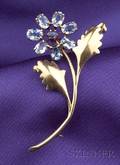 14kt Gold Aquamarine and Sapphire Brooch Tiffany  Co