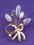 Retro 14kt Bicolor Gold Sapphire and Moonstone Brooch
