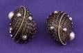 14kt Gold Shell and Cultured Pearl Earclips MAZ