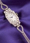 Art Deco Platinum and Diamond Wristwatch Gruen
