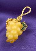 18kt Gold Amber and Enamel Pendant Otto Jakob
