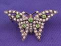 Edwardian Demantoid Garnet and Diamond Butterfly Brooch