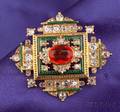 Renaissance Revival Fire Opal Enamel and Diamond Brooch