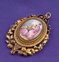 Antique Painted Porcelain Pendant
