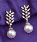 14kt White Gold Cultured Pearl and Diamond Earpendants