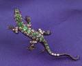 Antique Demantoid Garnet and Diamond Lizard Brooch