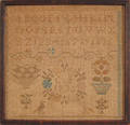 Two English Quaker cross stitched samplers one dated 1835 the other 1887